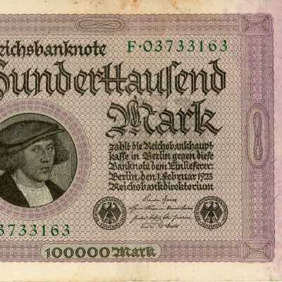 German Reichsbanknote One Hundred Thousand Mark Type 1923