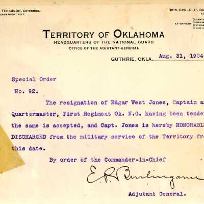 Special Order #92 Headquarters Oklahoma National Guard-1904