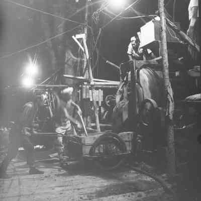 Japanese civilians using cement mixer