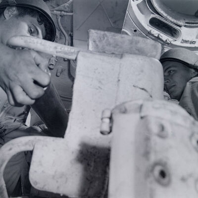 Soldiers in tank turret