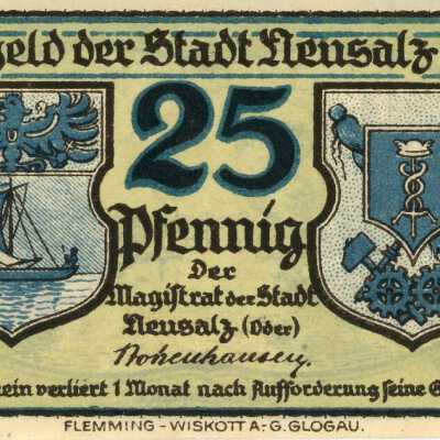 German City of Neusalz Twenty-Five Pfennig Notgeld
