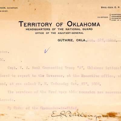 Special Order #110 Headquarters Oklahoma National Guard-1903