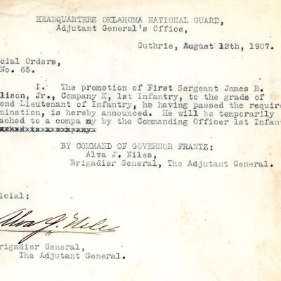 Special Order #65 Headquarters Oklahoma National Guard-1907