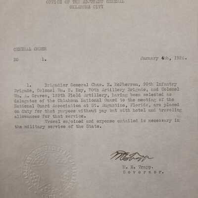 General Order #1 Headquarters Oklahoma National Guard-1926