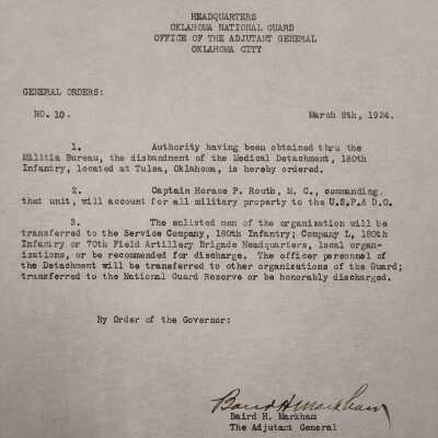 General Order #10 Headquarters Oklahoma National Guard-1924