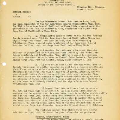 General Order #4 Headquarters Oklahoma National Guard-1930