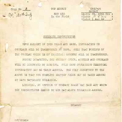 180th Infantry Operation Dragoon Orders