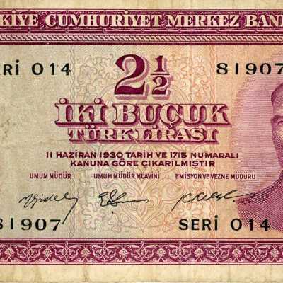 Turkish Two and a Half Lira-1955
