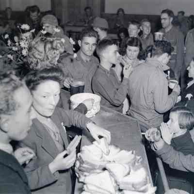 Soldiers socializing at a rest camp