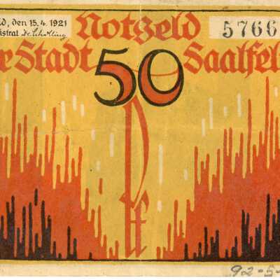 German City of Saalfeld Fifty Pfennig Notgeld