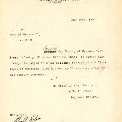 Special Order #51 Headquarters Oklahoma National Guard-1907