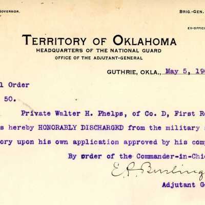 Special Order #50 Headquarters Oklahoma National Guard-1904