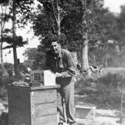 Soldier fixing radio