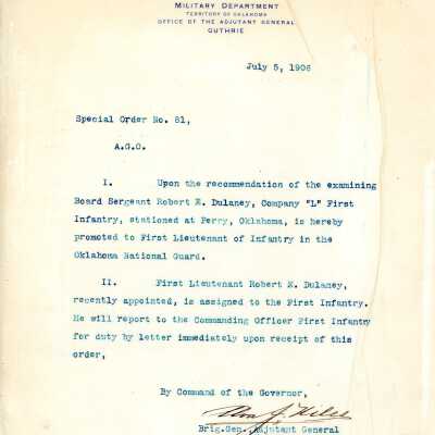 Special Order #81 Headquarters Oklahoma National Guard-1906