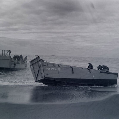 Soldiers in landing craft