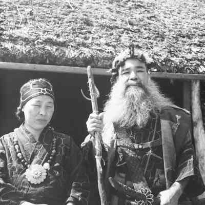 Ainu couple in traditional dress