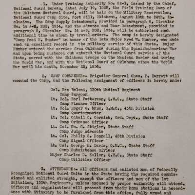 General Order #7 Headquarters Oklahoma National Guard-1935