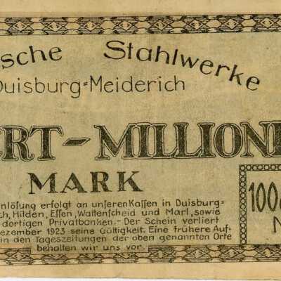 German City of Duisburg One Hundred Million Mark-1925