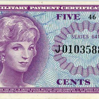 United States Military Payment Certificate Five Cents-1965-1969