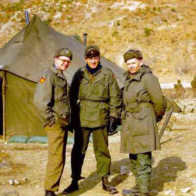 Officers in front of tent
