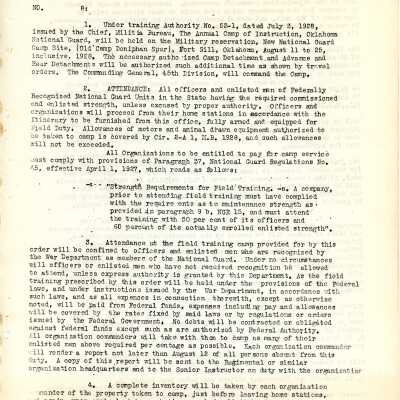 General Order #8 Headquarters Oklahoma National Guard-1928