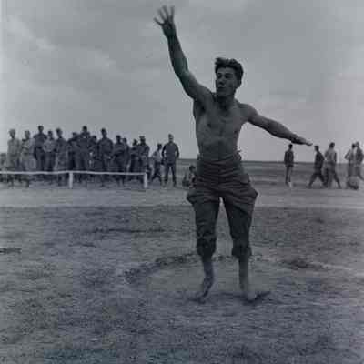 Soldier throwing shotput