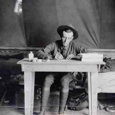 Soldier Writing at a Desk