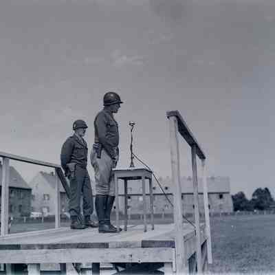 George Patton reviewing the 45th Division with General Frederick