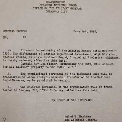 General Order #16 Headquarters Oklahoma National Guard-1925