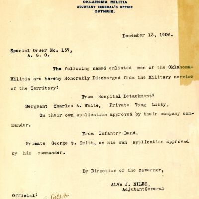 Special Order #157 Headquarters Oklahoma National Guard-1906