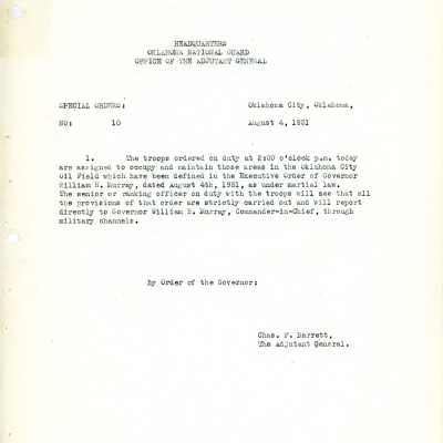 General Order #10 Headquarters Oklahoma National Guard-1931