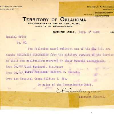 Special Order #90 Headquarters Oklahoma National Guard-1903