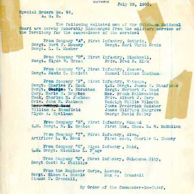 Special Order #96 Headquarters Oklahoma National Guard-1906