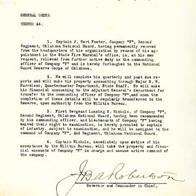 General Order #44 Headquarters Oklahoma National Guard-1919