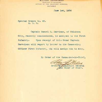 Special Order #60 Headquarters Oklahoma National Guard-1906