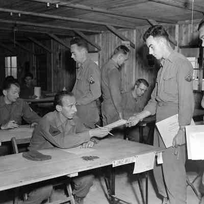 Soldier checking records