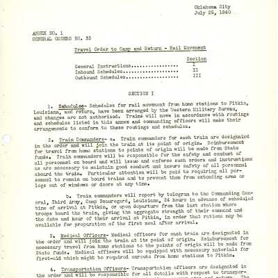 General Order #33 Annex 1 Headquarters Oklahoma National Guard-1940