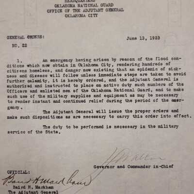 General Order #22 Headquarters Oklahoma National Guard-1923