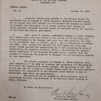 General Order #45 Headquarters Oklahoma National Guard-1923