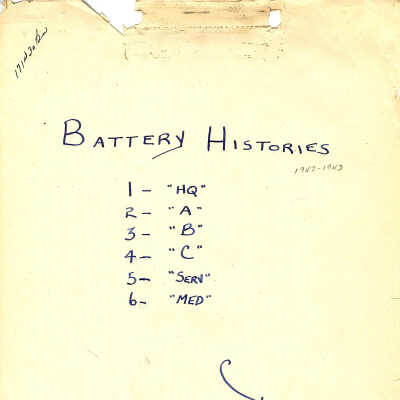 171st Field Artillery Battery Histories Report