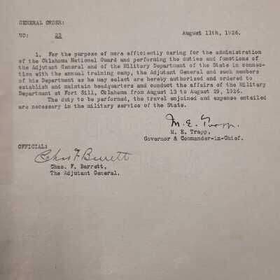 General Order #23 Headquarters Oklahoma National Guard-1926