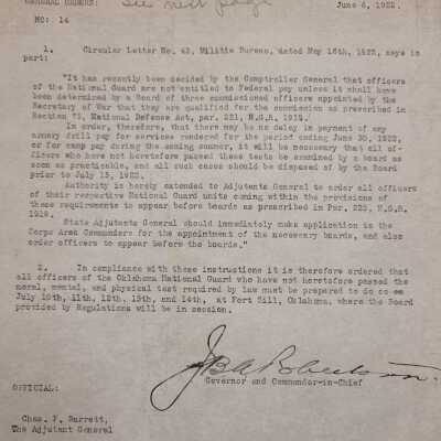 General Order #14 Headquarters Oklahoma National Guard-1922