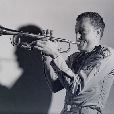Soldier playing a trumpet