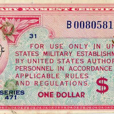 United States Military Payment Certificate One Dollar-1947-1948