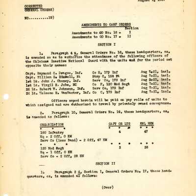 General Order #19 Headquarters Oklahoma National Guard-1937