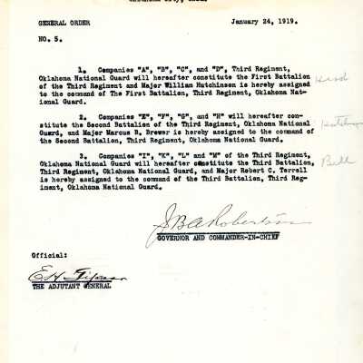 General Order #5 Headquarters Oklahoma National Guard-1919