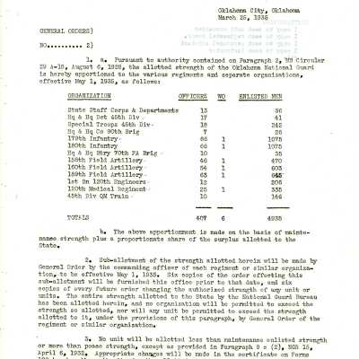 General Order #2 Headquarters Oklahoma National Guard-1935