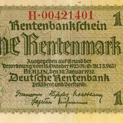 German Rentenbank One Rentenmark-1937