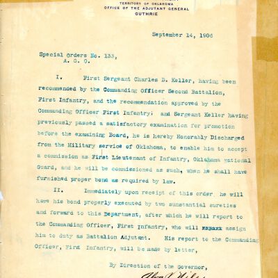 Special Order #133 Headquarters Oklahoma National Guard-1906