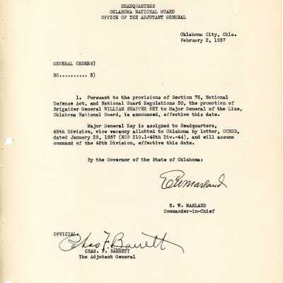 General Order #3 Headquarters Oklahoma National Guard-1937